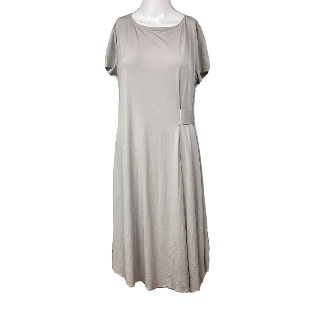 George Simonton Says Dress Womens Sz‎ S Gray Jersey Knit Short Sleeve Midi
